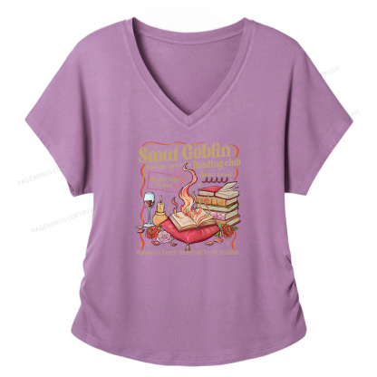 Pagewings Smut Goblin Dark Romance Soft Women's Modal V-neck T-shirt  