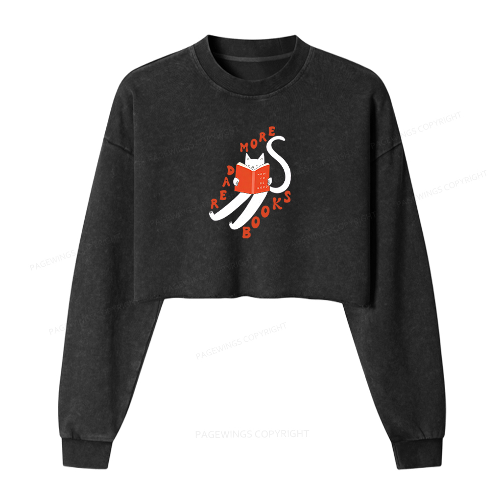 Pagewings Read More Books Washed Crop Sweatshirt