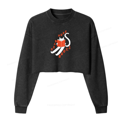 Pagewings Read More Books Washed Crop Sweatshirt
