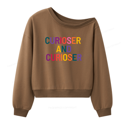 Pagewings Curioser Women Off Shoulder Sweatshirt