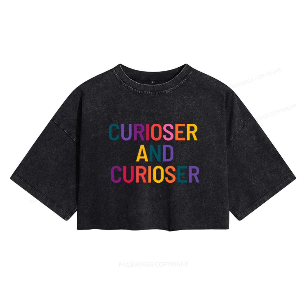 Pagewings Curioser Women's Washed Cropped T-shirt