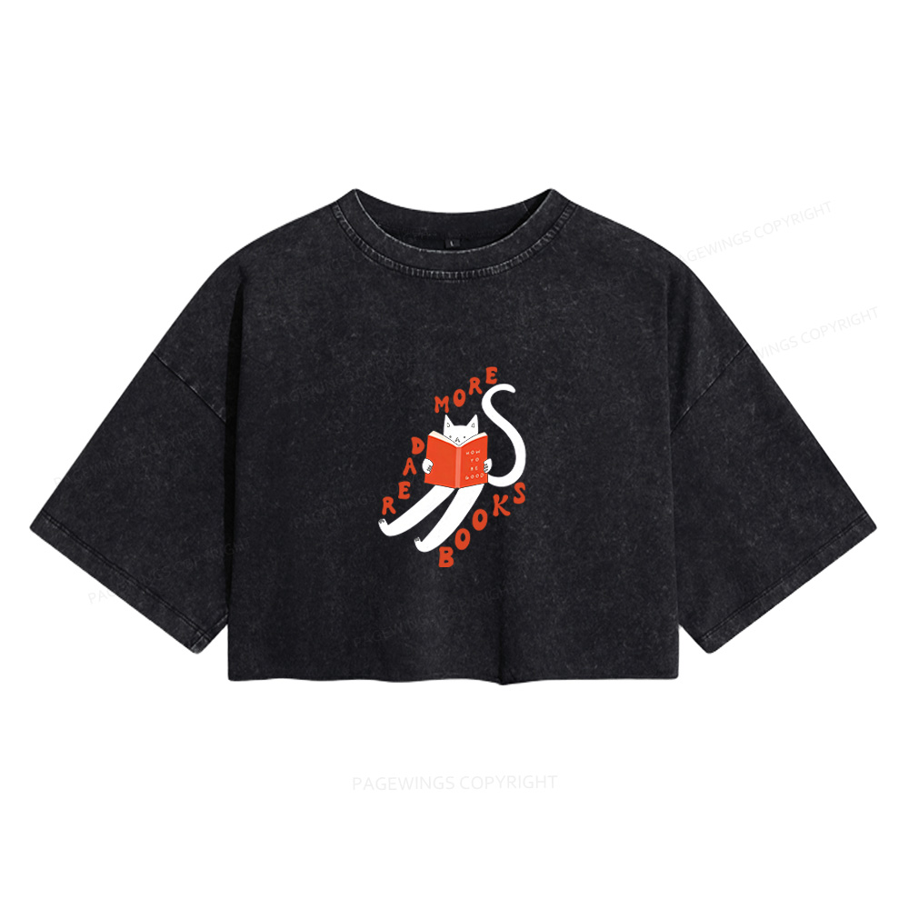 Pagewings Read More Books Women's Washed Cropped T-shirt
