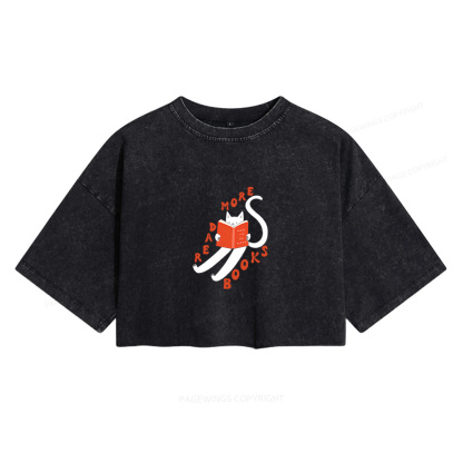 Pagewings Read More Books Women's Washed Cropped T-shirt