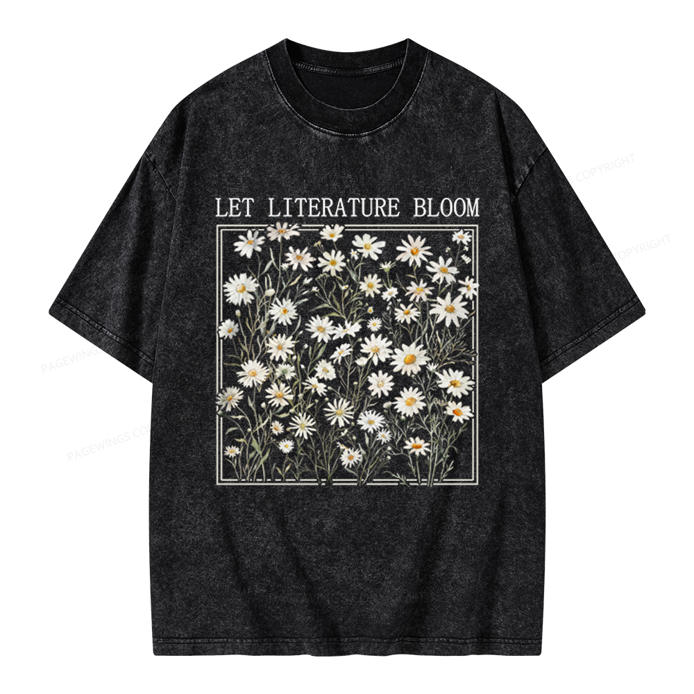 Pagewings Let Literature Bloom Unisex Washed T-shirt