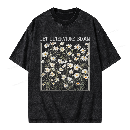 Pagewings Let Literature Bloom Unisex Washed T-shirt