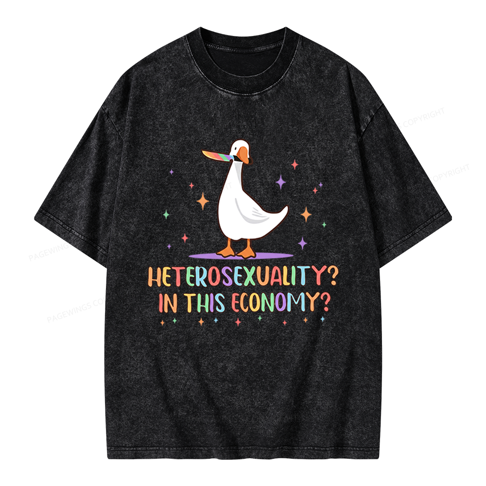 Pagewings Heterosexuality In This Economy Unisex Washed T-shirt