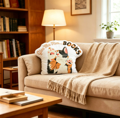 Pagewings Give Me Five... Books Shaped Throw Pillow