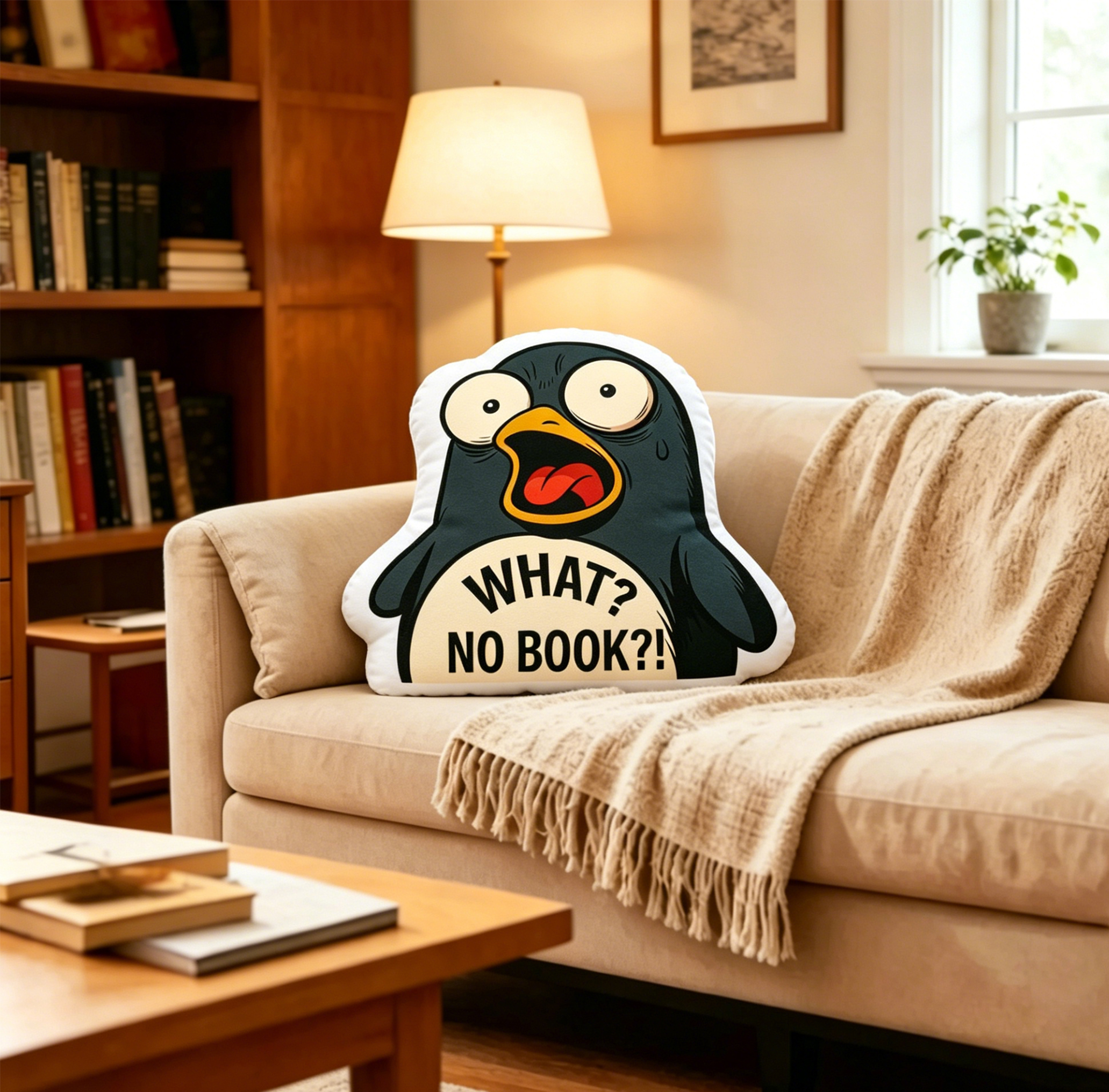 Pagewings What? No Book Shaped Throw Pillow