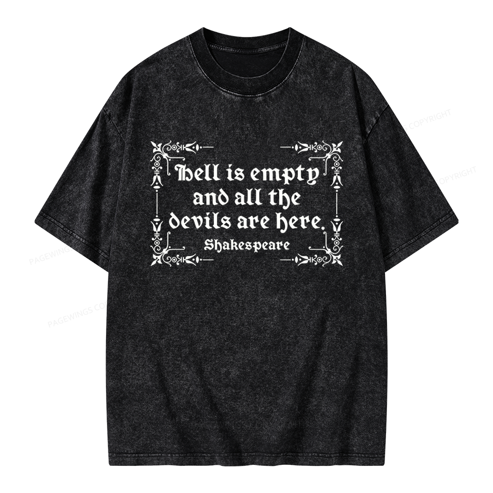 Pagewings Hell Is Empty Unisex Washed T-shirt