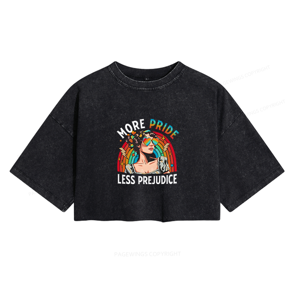 Pagewings More Pride Less Prejudice Women's Washed Cropped T-shirt