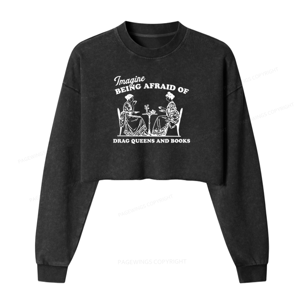 Pagewings Drag Queens Washed Crop Sweatshirt