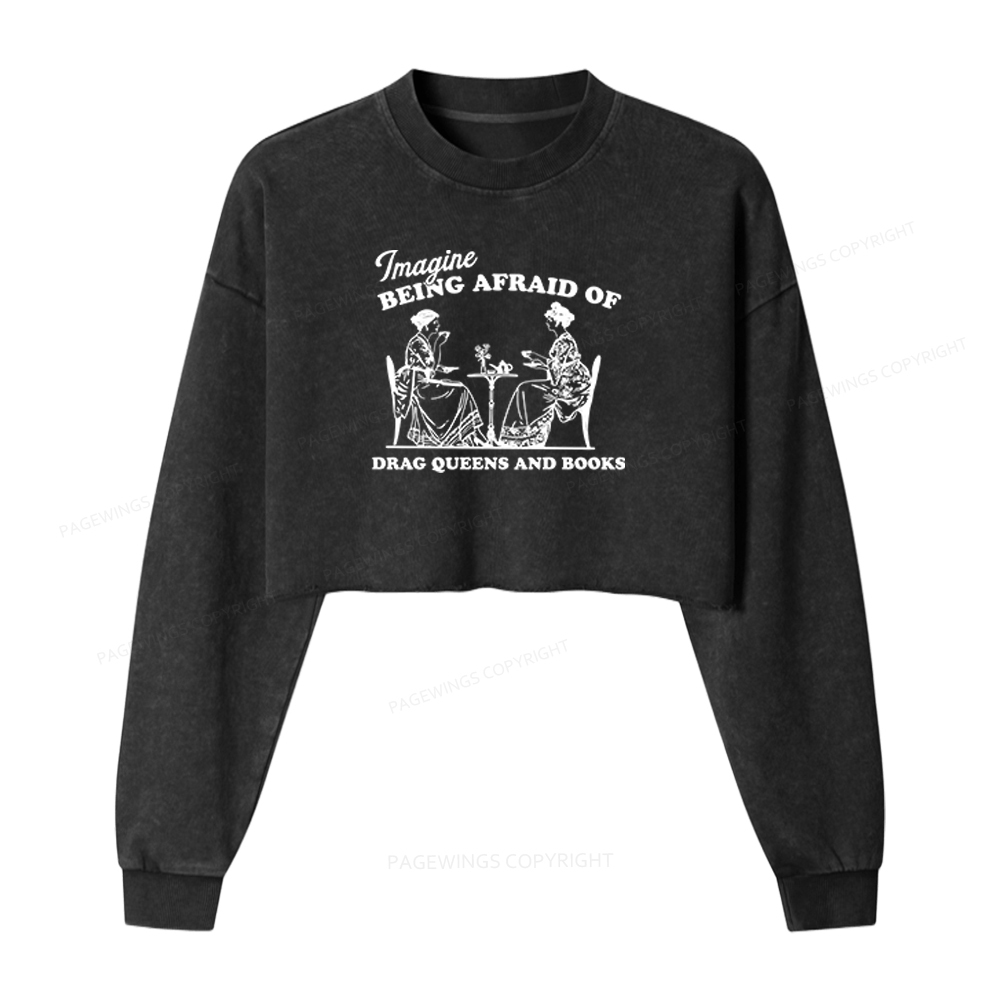 Pagewings Drag Queens Washed Crop Sweatshirt