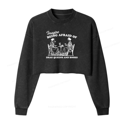 Pagewings Drag Queens Washed Crop Sweatshirt