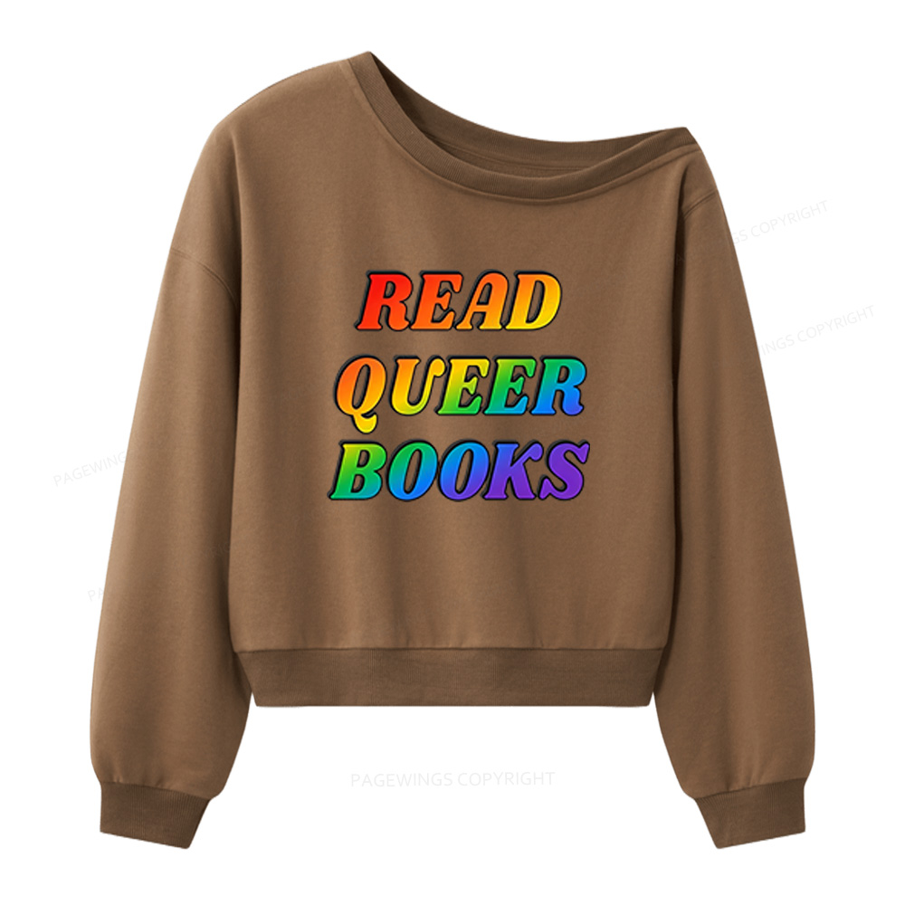 Pagewings Queer Books Women Off Shoulder Sweatshirt