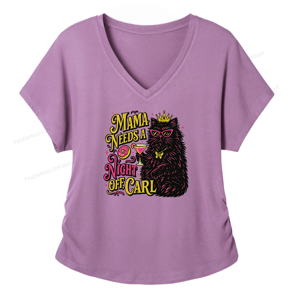 Pagewings Mama Needs A Night Off Soft Women's Modal V-neck T-shirt  
