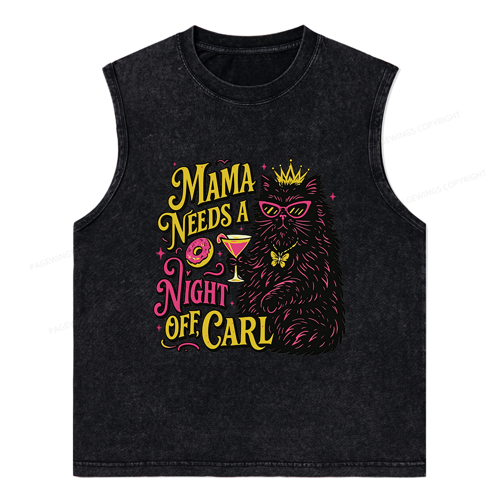 Pagewings Mama Needs A Night Off Unisex Washed Tank Top