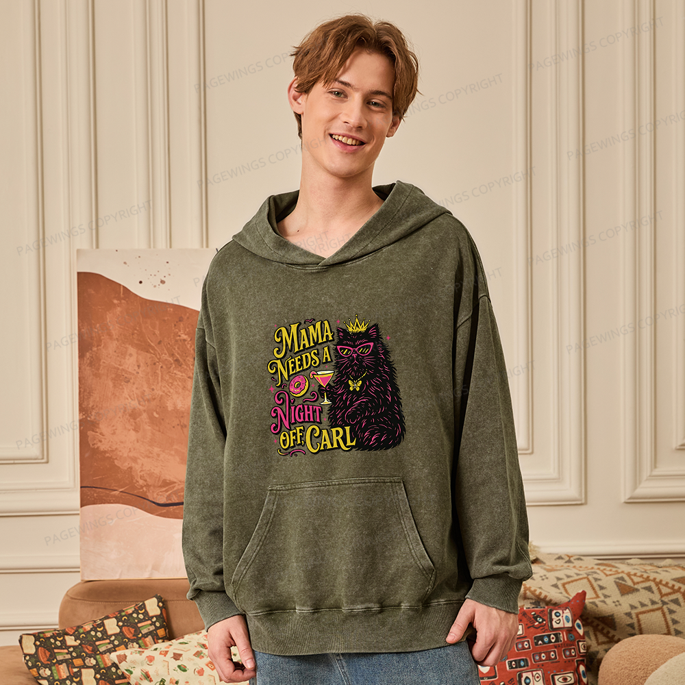 Pagewings Mama Needs A Night Off Unisex Washed Hoodie