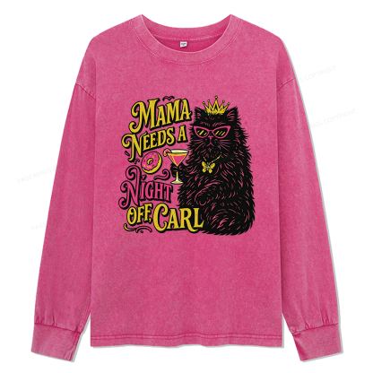 Pagewings Mama Needs A Night Off Unisex Washed Long Sleeve T-shirt