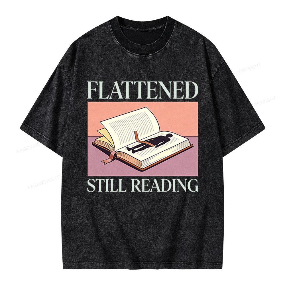 Pagewings Flattened Still Reading Unisex Washed T-shirt