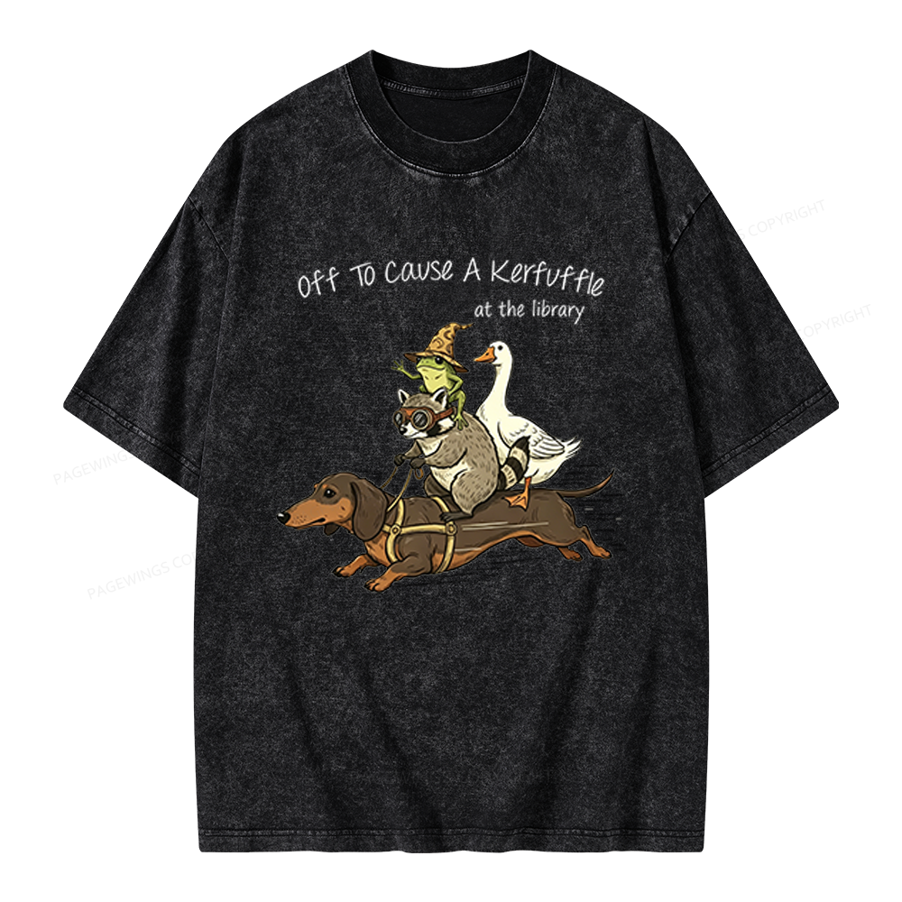 Pagewings Off To Cause A Kerfuffle At The Library Unisex Washed T-shirt