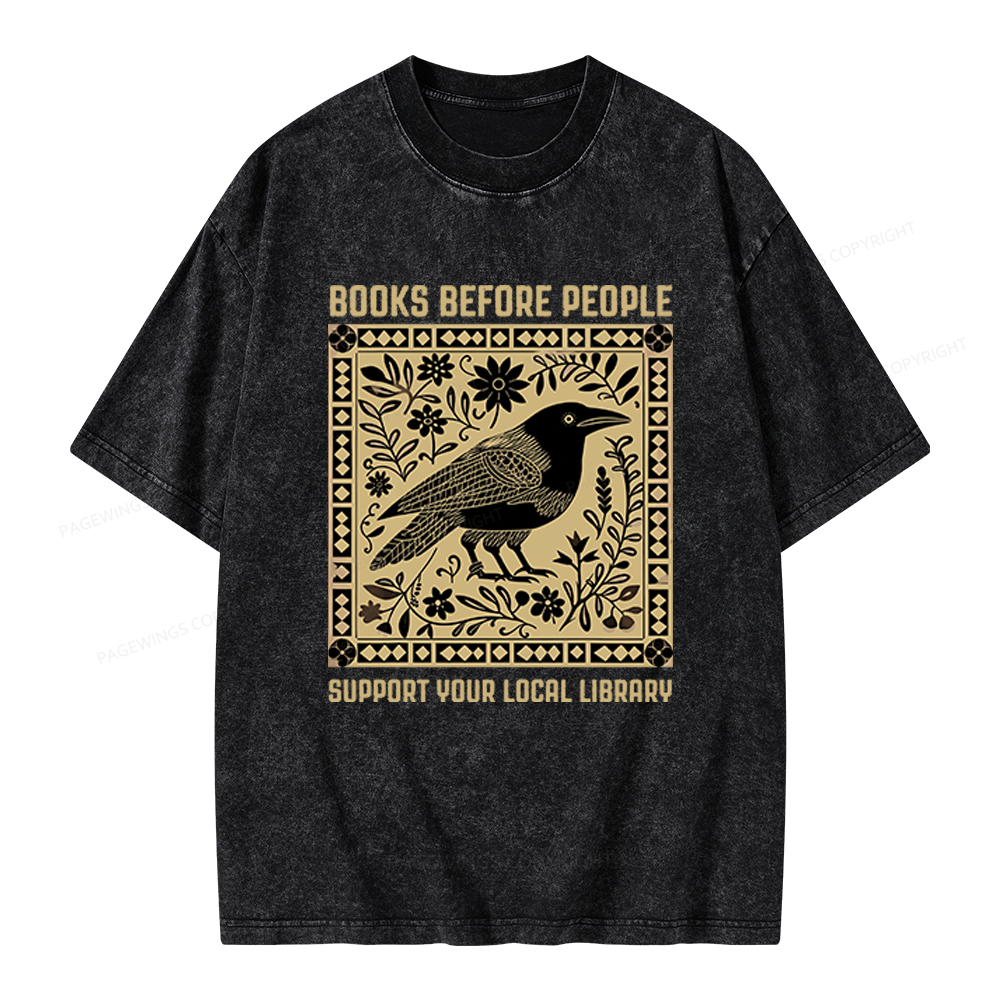 Pagewings Support Your Local Library Unisex Washed T-shirt