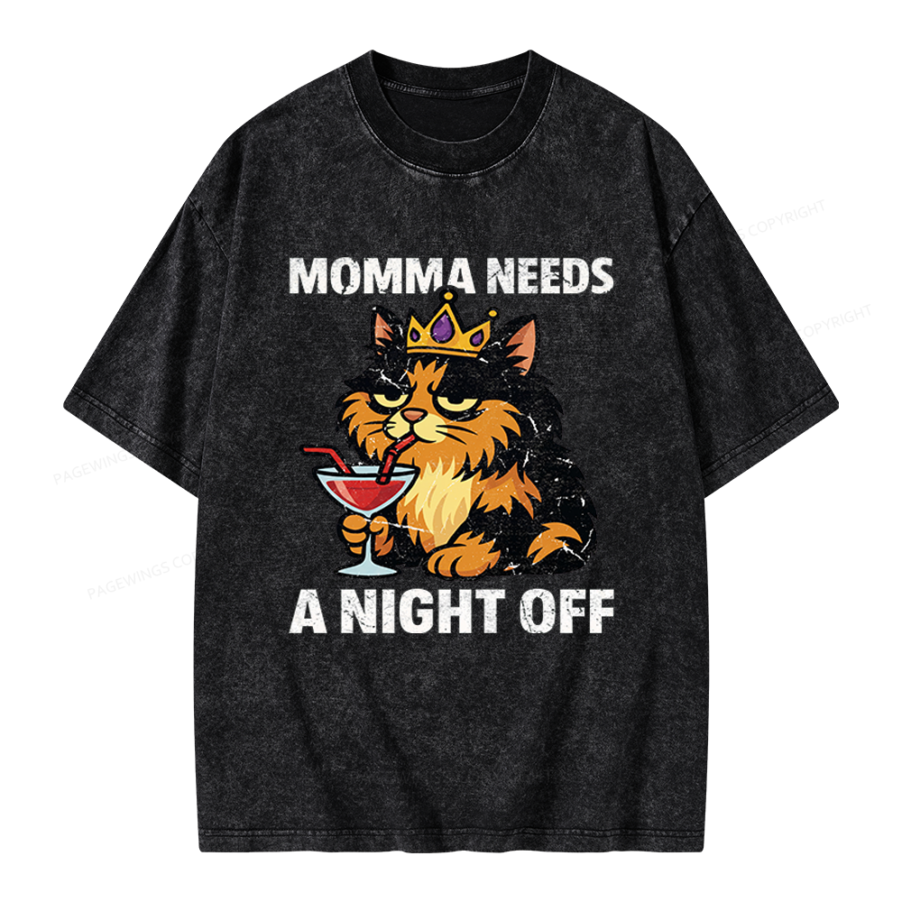 Pagewings Momma Needs A Night Off Unisex Washed T-shirt
