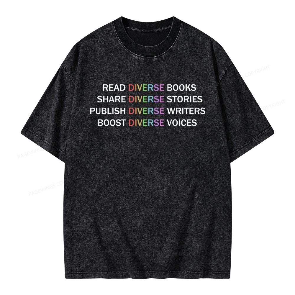Pagewings Read Diverse Books Unisex Washed T-shirt