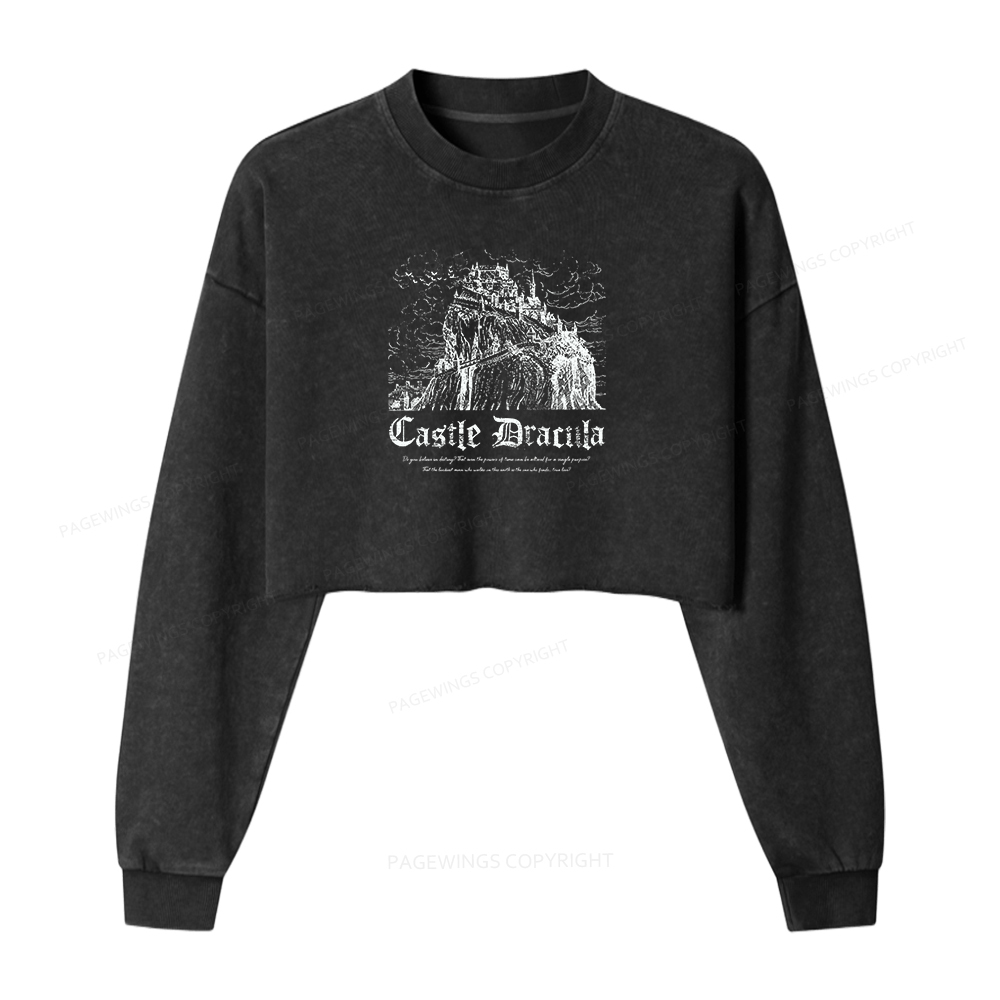 Pagewings Dark Romance Bookish Washed Crop Sweatshirt