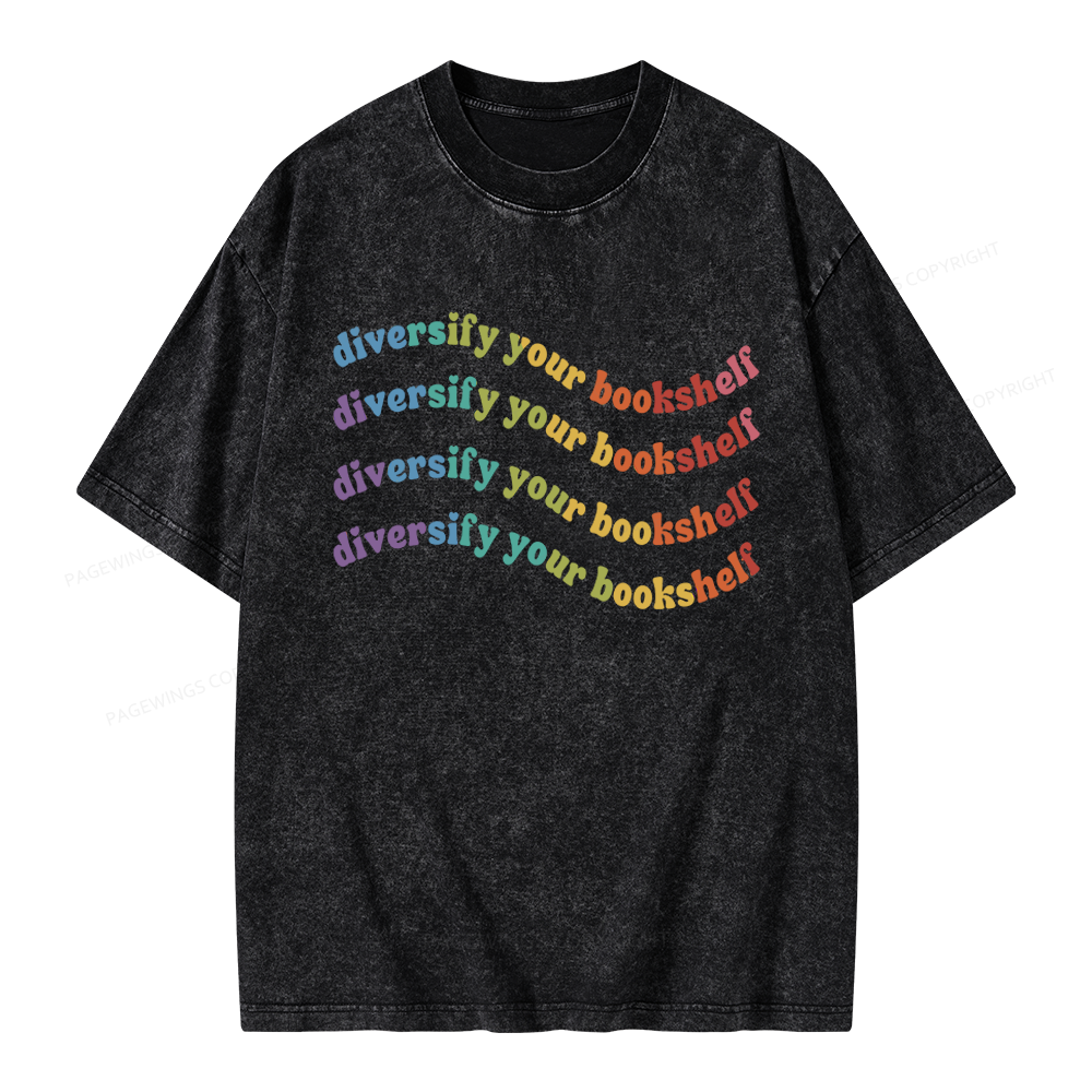 Pagewings Diversify Your Bookshelf Unisex Washed T-shirt