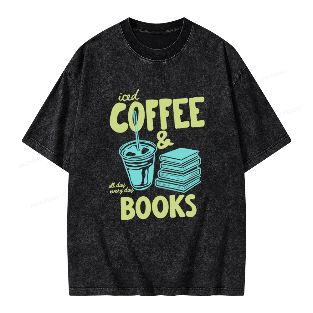 Pagewings Coffee And Books Unisex Washed T-shirt