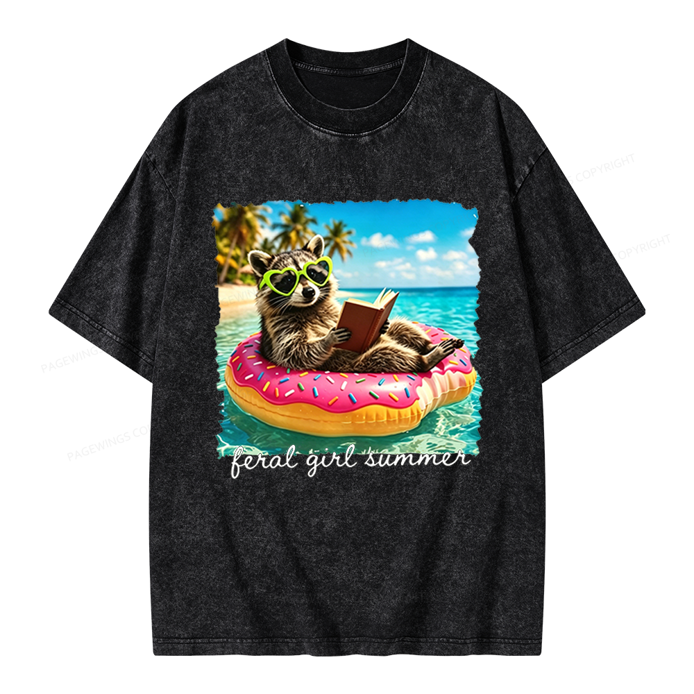 Pagewings Feral Girl Summe Unisex Washed T-shirt