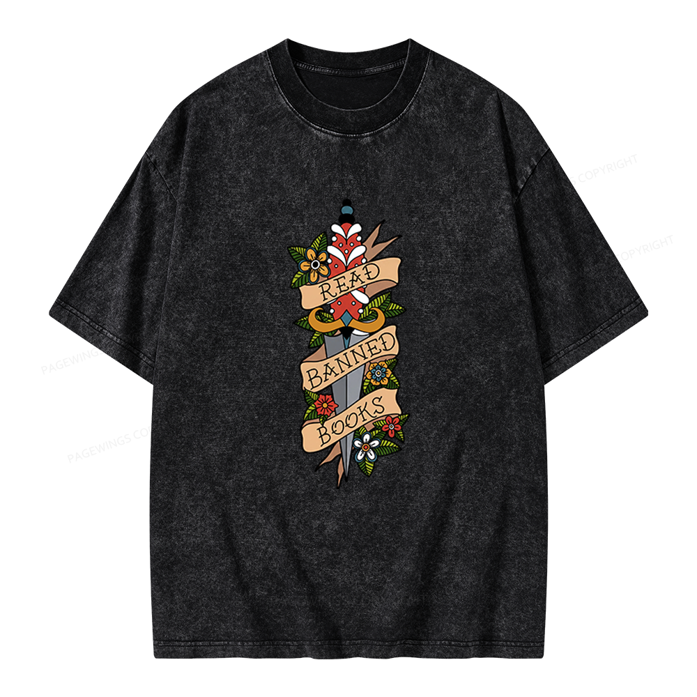 Pagewings Banned Books Unisex Washed T-shirt