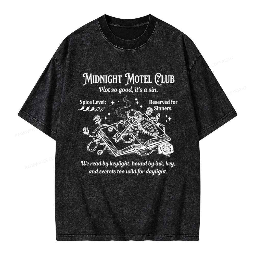 Pagewings Midnight Motel Club Unisex Washed T-shirt