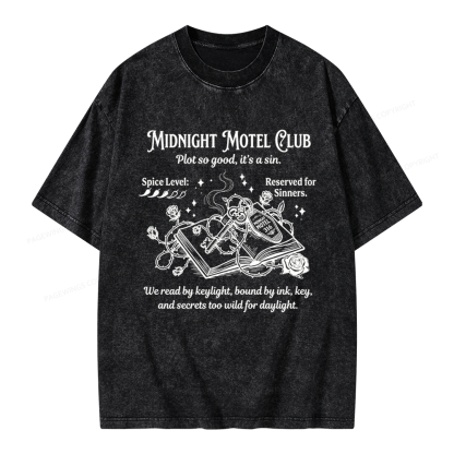 Pagewings Midnight Motel Club Unisex Washed T-shirt