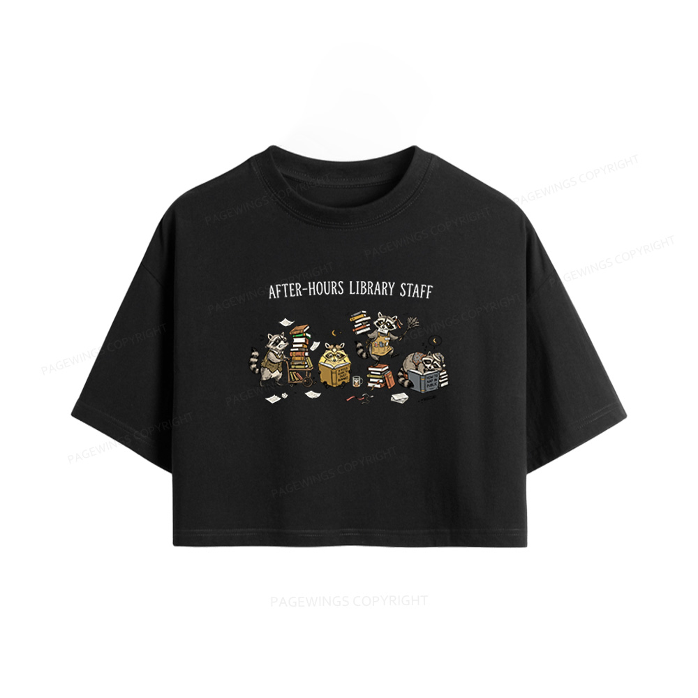 Pagewings After-Hours Library Staff Women Crop Tops