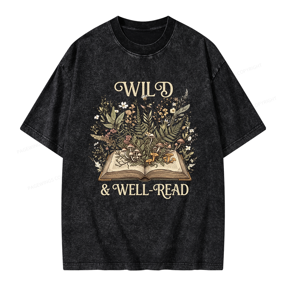 Pagewings Wild And Well-Read Unisex Washed T-shirt