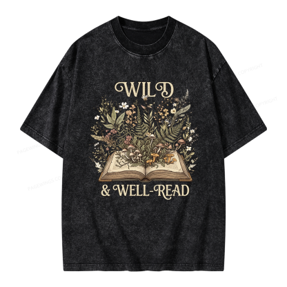 Pagewings Wild And Well-Read Unisex Washed T-shirt