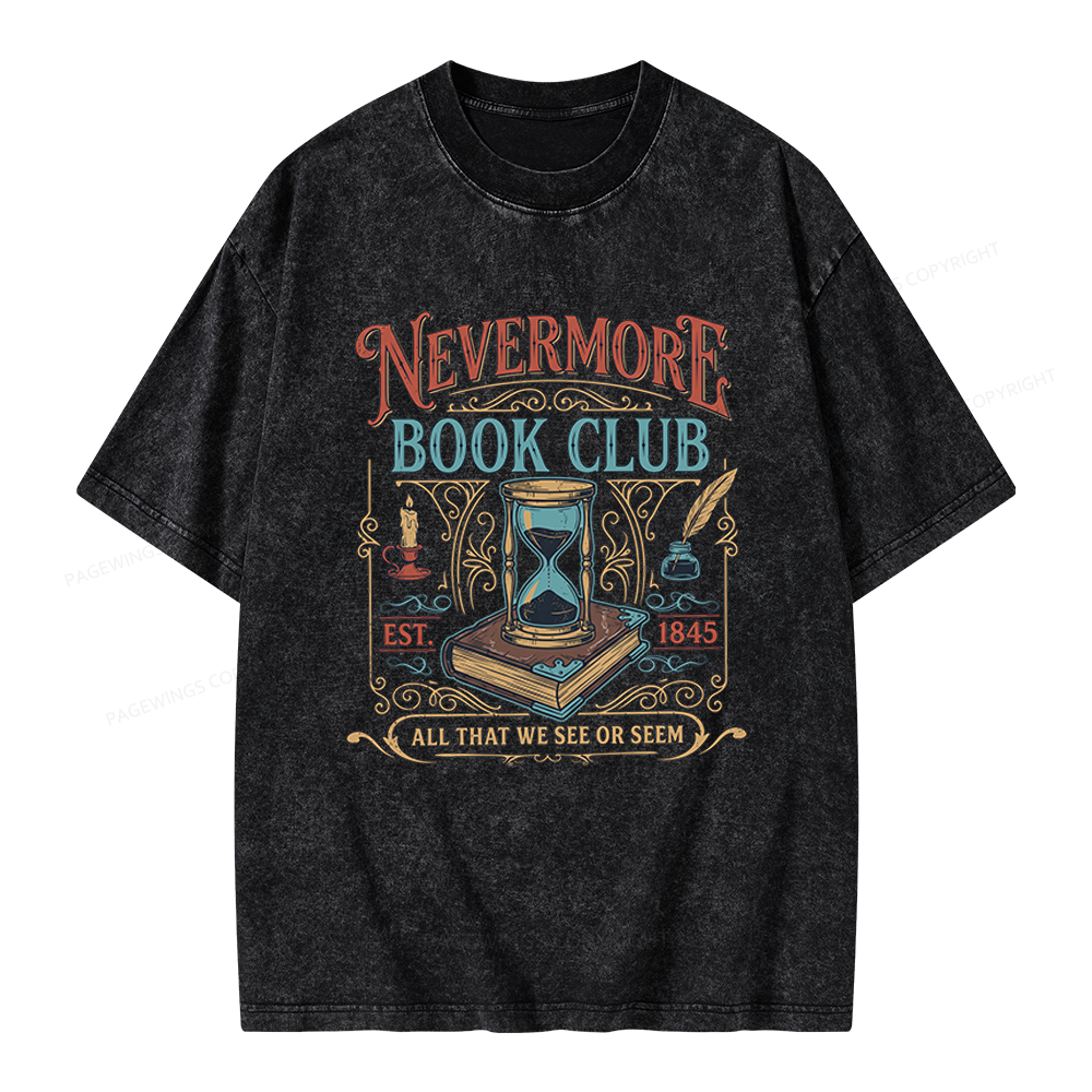 Pagewings Nevermore Book Club Unisex Washed T-shirt