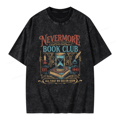 Pagewings Nevermore Book Club Unisex Washed T-shirt