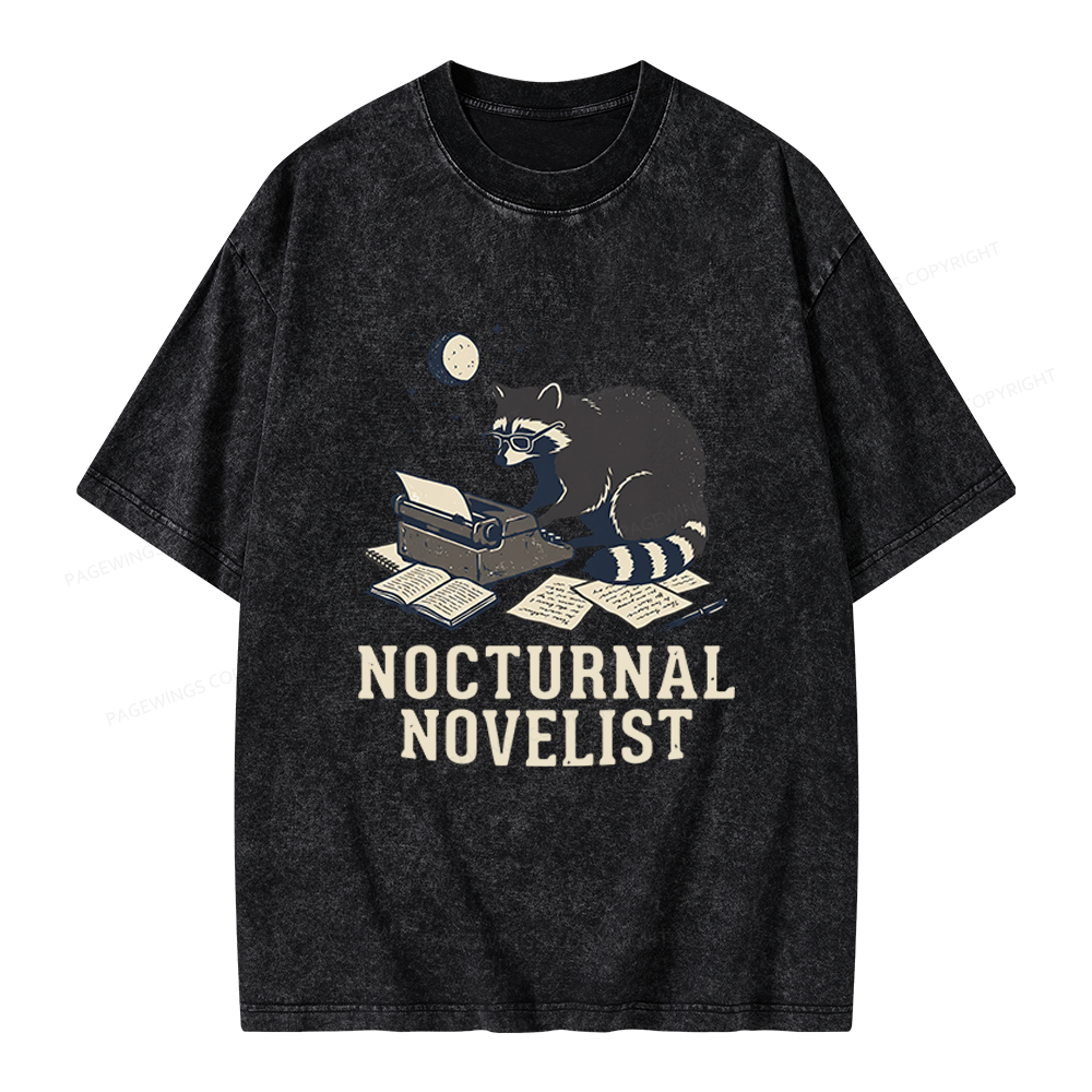 Pagewings Nocturnal Novelist Unisex Washed T-shirt