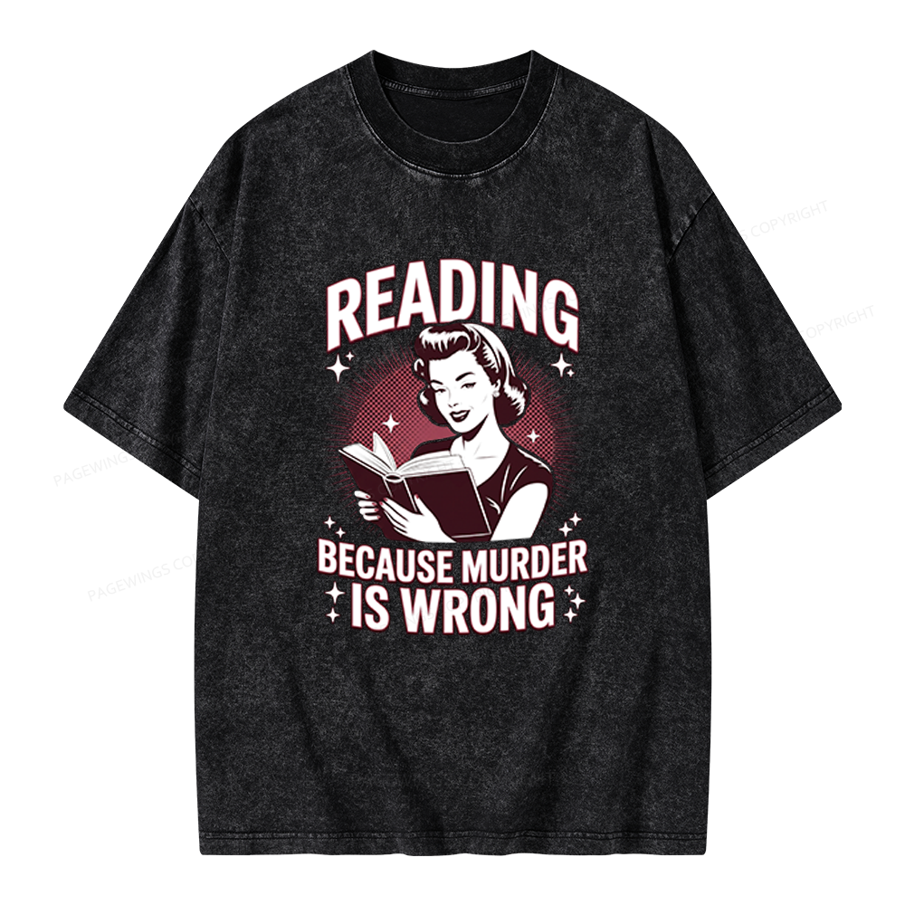 Pagewings Funny Book Lover Unisex Washed T-shirt