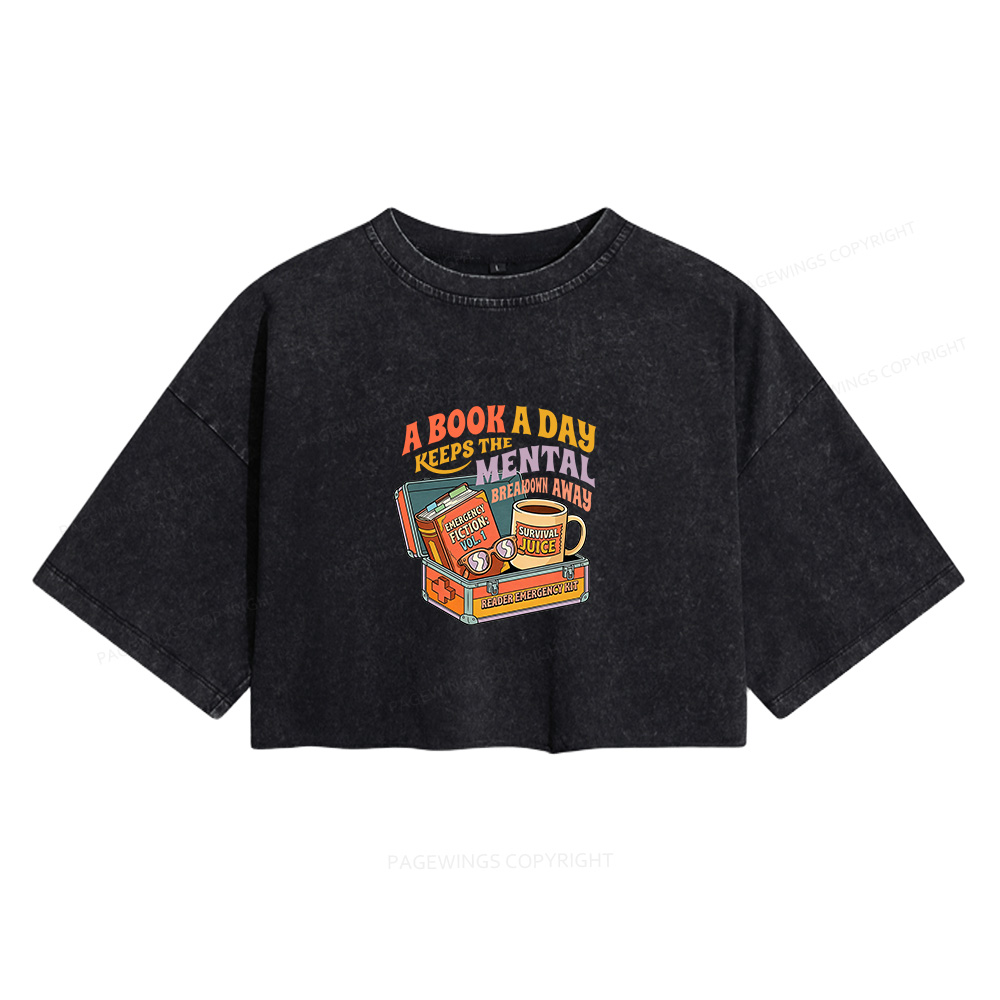 Pagewings A Book A Day Women's Washed Cropped T-shirt