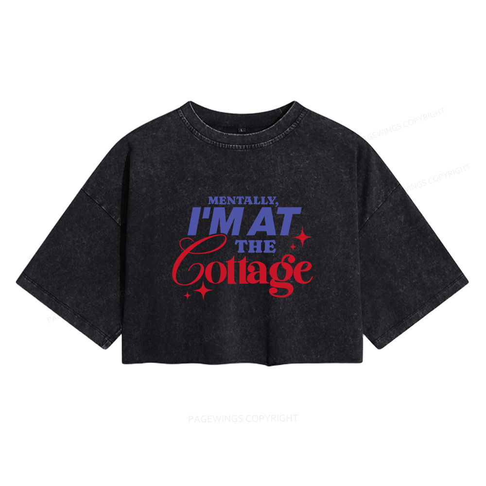 Pagewings I'm At The Cottage Women's Washed Cropped T-shirt