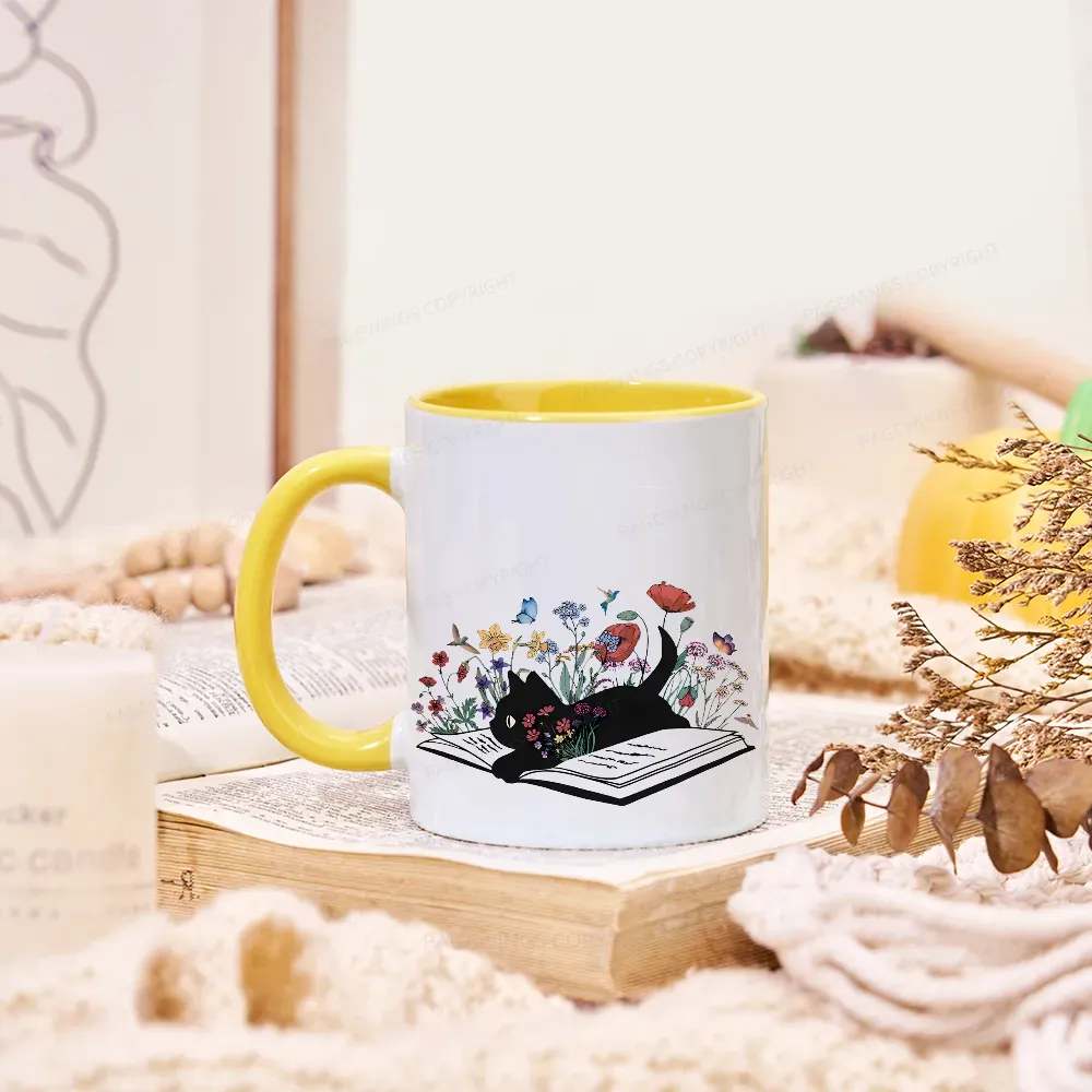 Pagewings The Cat Is Lying On The Book Mug