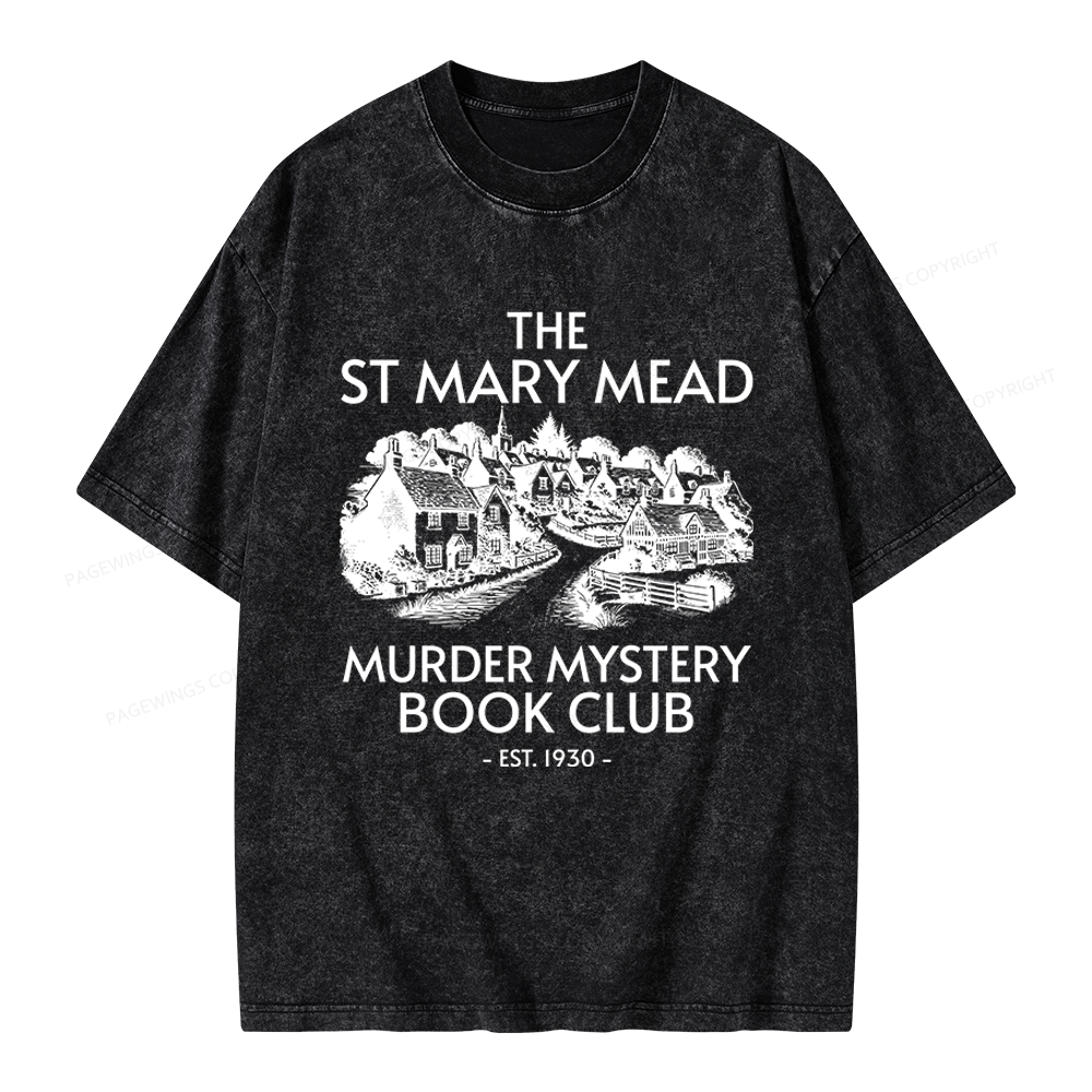 Pagewings Murder Mystery Book Club Unisex Washed T-shirt