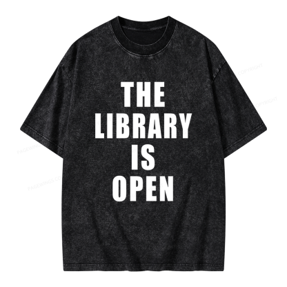 Pagewings The Library Is Open Unisex Washed T-shirt