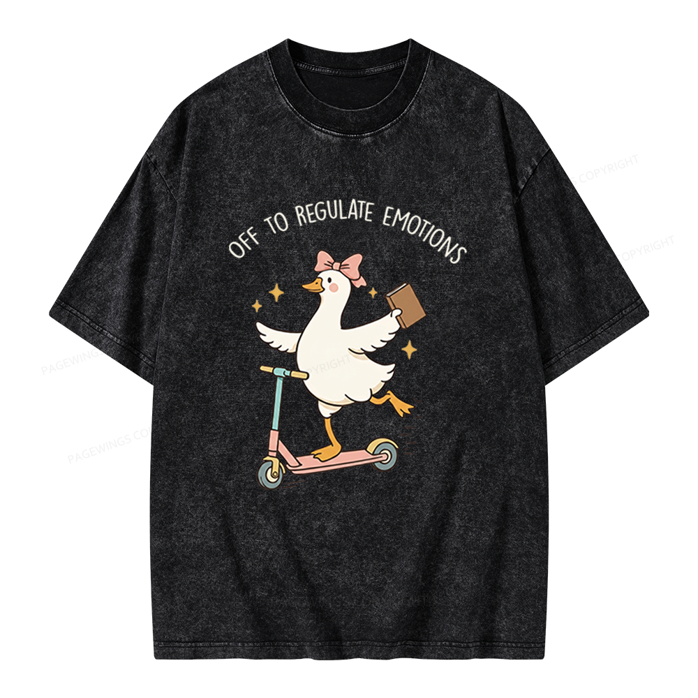 Pagewings Off To Regulate Emotions Unisex Washed T-shirt