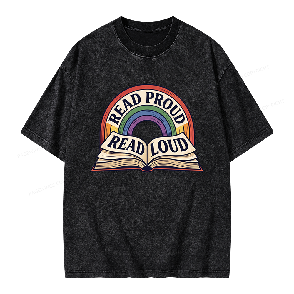 Pagewings Read Proud Read Loud Unisex Washed T-shirt