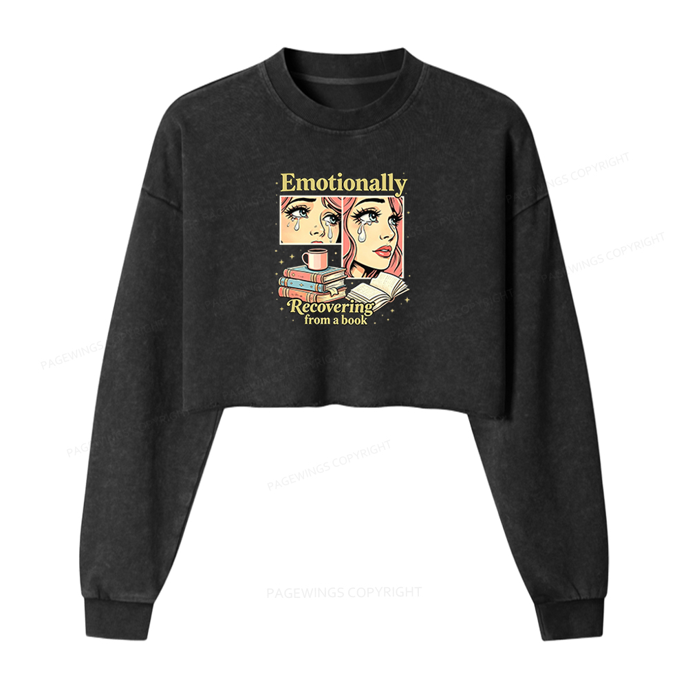Pagewings Emotionally Recovering From A Book Washed Crop Sweatshirt
