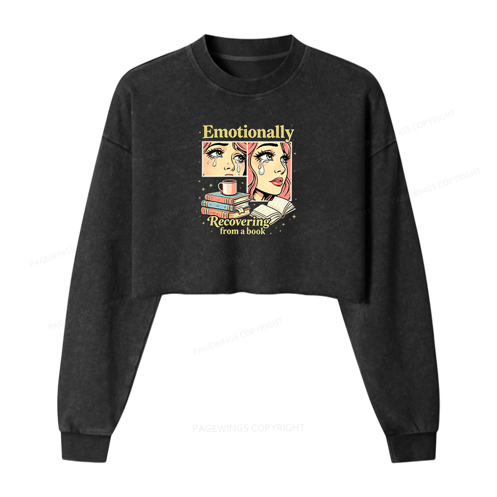 Pagewings Emotionally Recovering From A Book Washed Crop Sweatshirt